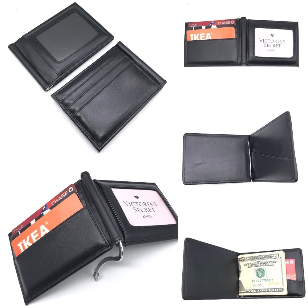 Men Slim PU Leather Bifold ID Credit Card Wallet